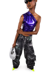 SLEEK VINYL ONE SHOULDER TOP