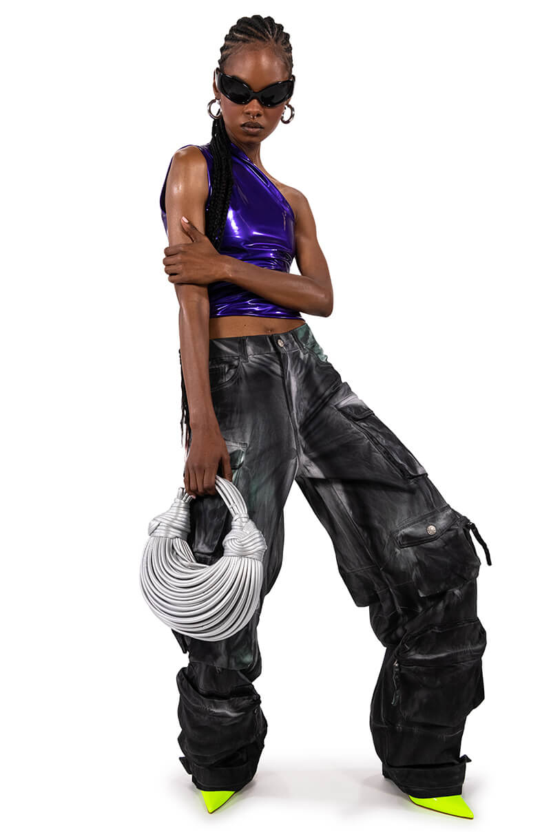 SLEEK VINYL ONE SHOULDER TOP