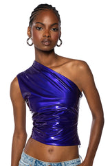 SLEEK VINYL ONE SHOULDER TOP
