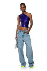 SLEEK VINYL ONE SHOULDER TOP