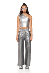 SLEEK VINYL ONE SHOULDER TOP