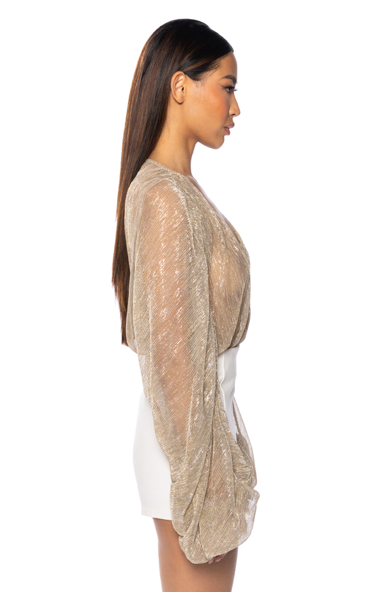 SLOW MOTION LONG SLEEVE WRAP FRONT BODYSUIT