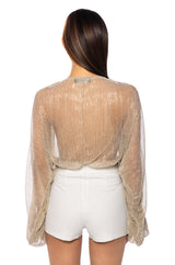SLOW MOTION LONG SLEEVE WRAP FRONT BODYSUIT
