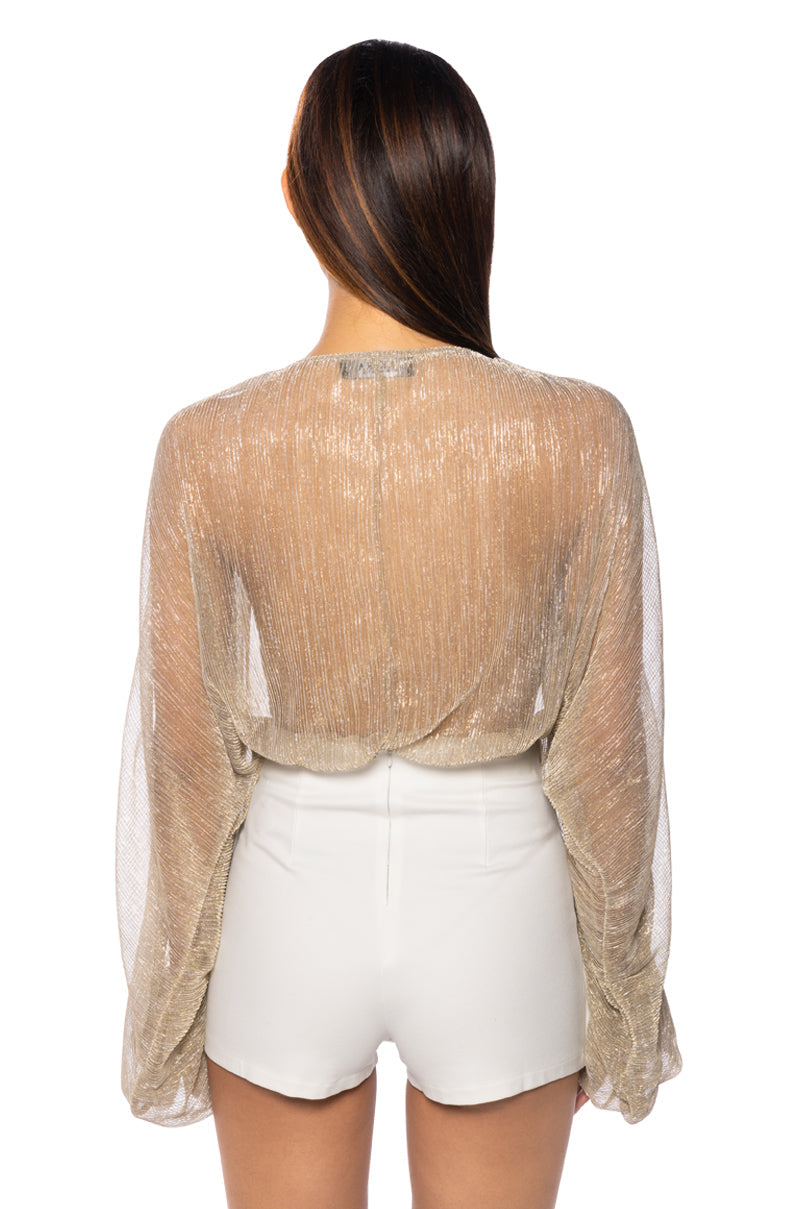 SLOW MOTION LONG SLEEVE WRAP FRONT BODYSUIT