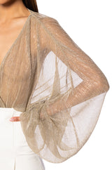 SLOW MOTION LONG SLEEVE WRAP FRONT BODYSUIT