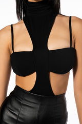 CUTOUT MOCK NECK CROP TOP