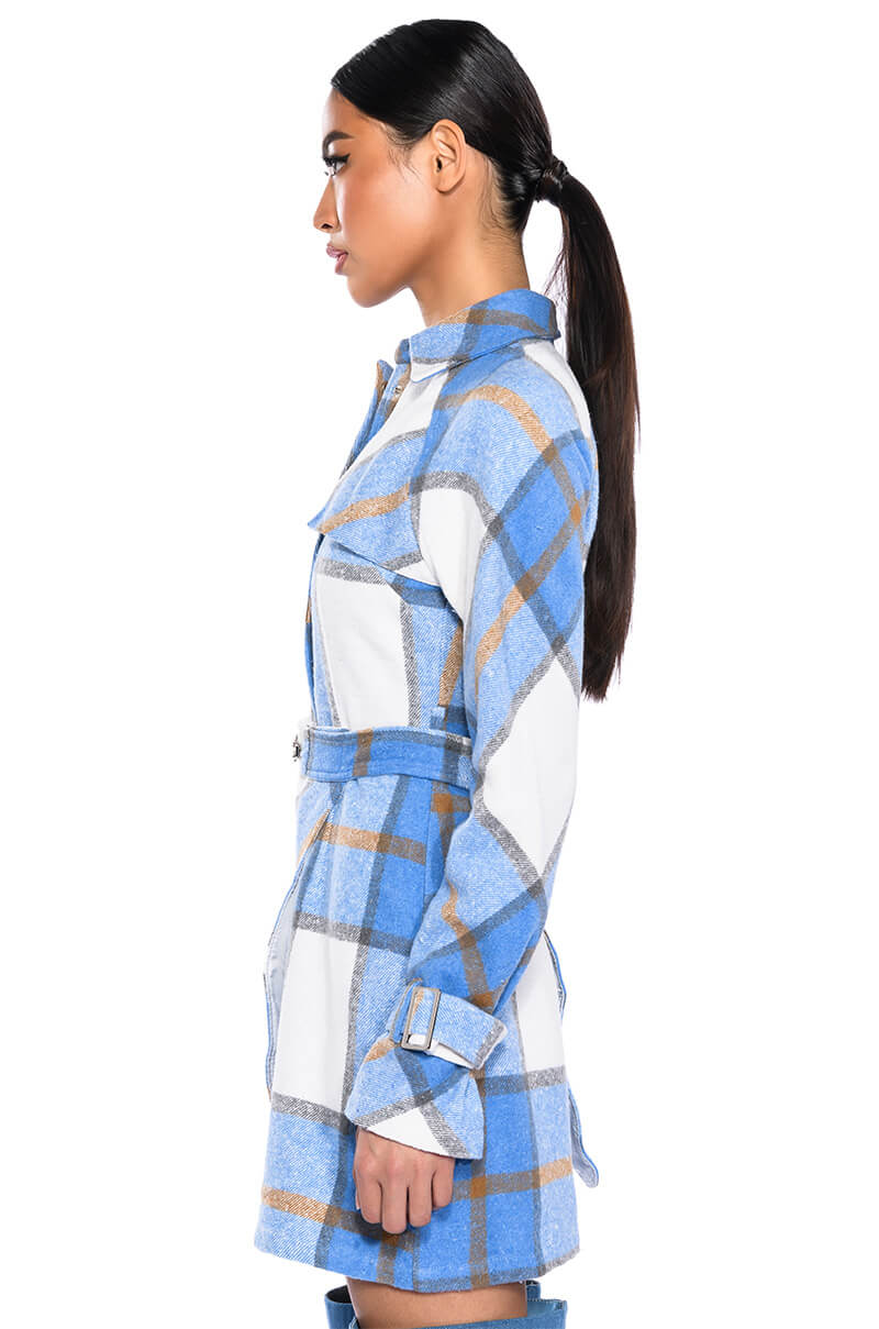 SMILEY PATCH DETAIL LONG SLEEVE PLAID MINI DRESS