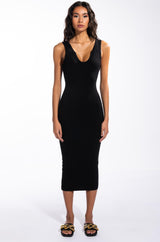 SMOOTHED OUT RIBBED DOUBLE LAYER MIDI DRESS