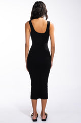 SMOOTHED OUT RIBBED DOUBLE LAYER MIDI DRESS