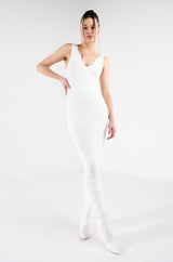 SMOOTHED OUT RIBBED DOUBLE LAYER MIDI DRESS