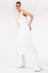 SMOOTHED OUT RIBBED DOUBLE LAYER MIDI DRESS