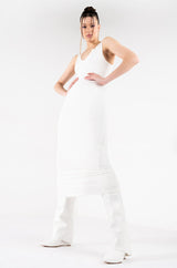 SMOOTHED OUT RIBBED DOUBLE LAYER MIDI DRESS