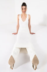 SMOOTHED OUT RIBBED DOUBLE LAYER MIDI DRESS