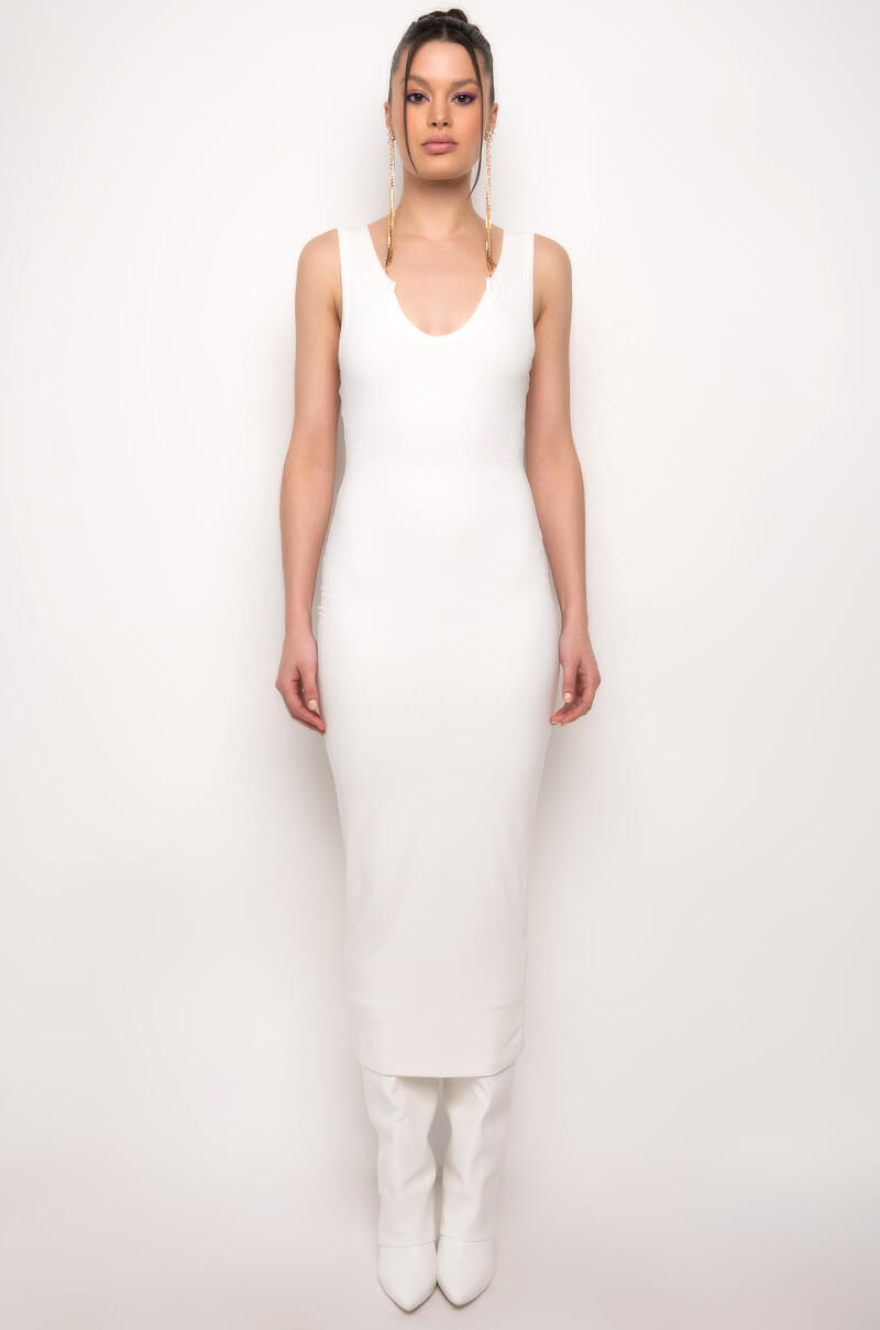 SMOOTHED OUT RIBBED DOUBLE LAYER MIDI DRESS
