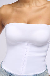 SNATCHED CORSET STRAPLESS BODYSUIT IN WHITE