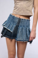 SO COMPLICATED MULTI DENIM MINI SKIRT