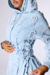 SO MANY QUESTIONS HOODED MINI DRESS