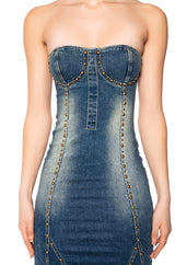 SO Y2K DENIM MIDI DRESS