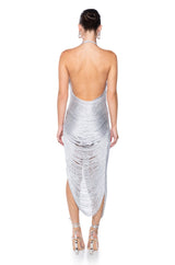 SOFIA FRINGE HIGH SLIT MIDI DRESS