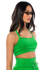 SOFT SPOT CROPPED SCOOP NECK LOUNGE TOP
