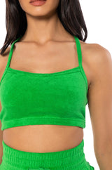 SOFT SPOT CROPPED SCOOP NECK LOUNGE TOP