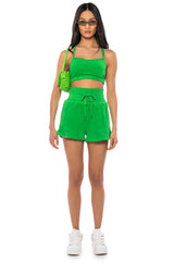 SOFT SPOT CROPPED SCOOP NECK LOUNGE TOP