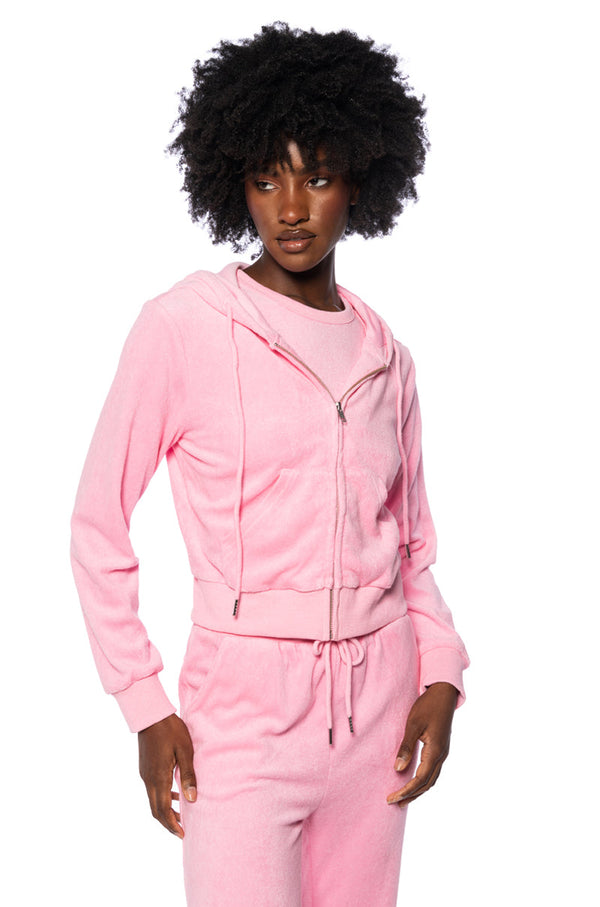 SOFT SPOT LONGSLEEVE ZIP UP HOODIE