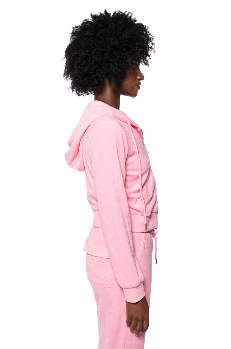 SOFT SPOT LONGSLEEVE ZIP UP HOODIE