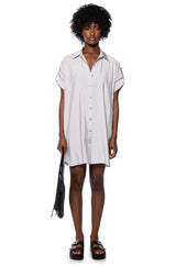 SOLANA BUTTON DOWN MINI SHIRT DRESS IN LIGHT GREY