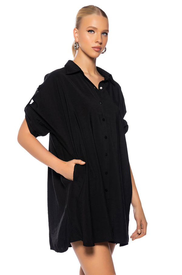 SOLANA BUTTON DOWN MINI SHIRT DRESS
