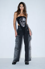 SOMETHING NEW FOLD OVER WAISTBAND DENIM PANT