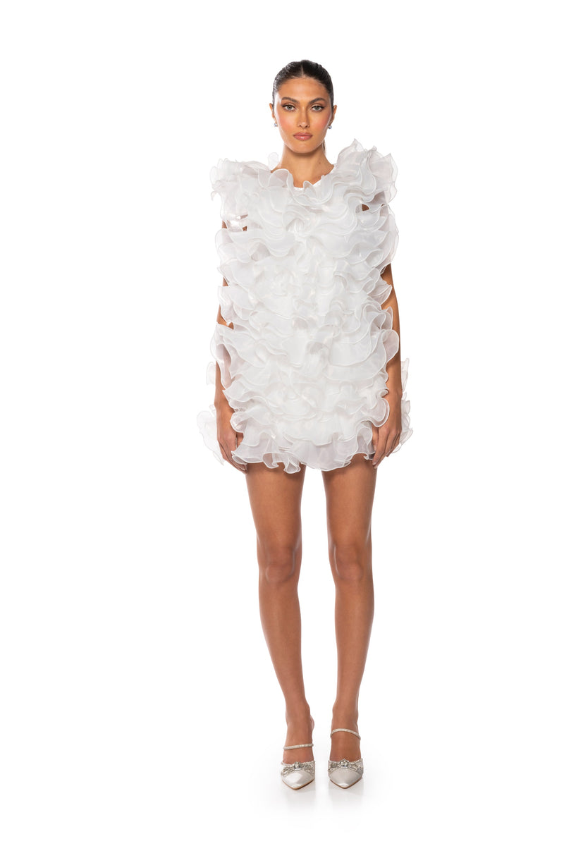 RAOLA ULTRA RUFFLED SLEEVELESS DRESS