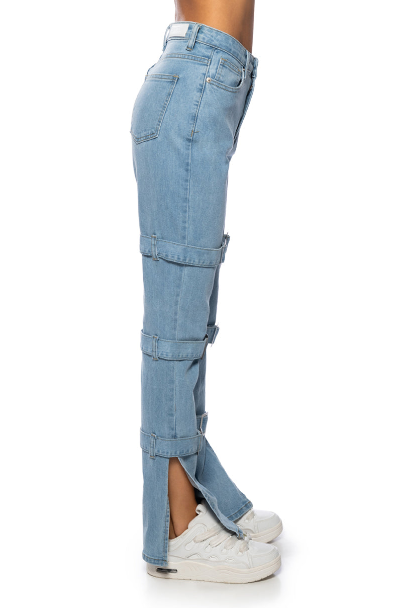 SONGBIRD BUCKLED STRAIGHT LEG DENIM
