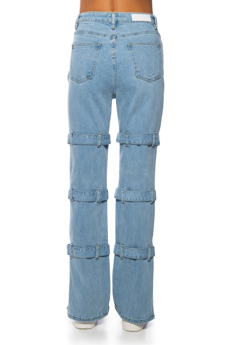 SONGBIRD BUCKLED STRAIGHT LEG DENIM
