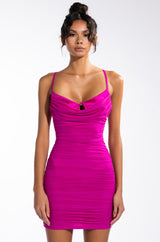 SOUTH BEACH RUCHED MESH MINI DRESS