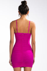 SOUTH BEACH RUCHED MESH MINI DRESS