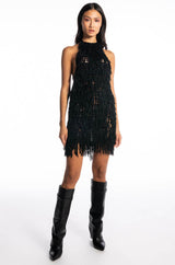 SOUTH BEACH SHREDDED KNIT MINI DRESS