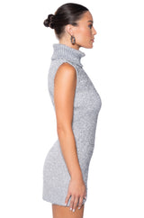 SPARK FOR LIFE KNIT GLITTER MINI DRESS IN SILVER