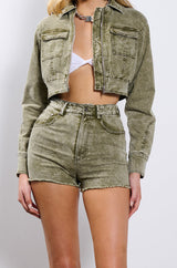 SPEAK UP DENIM SHORTS