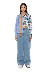 SPENCER ASYMMETRICAL MIXED BUTTON DOWN