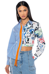 SPENCER ASYMMETRICAL MIXED BUTTON DOWN