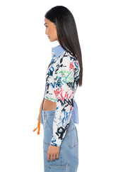 SPENCER ASYMMETRICAL MIXED BUTTON DOWN