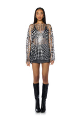 SPIDER WEB GILDED METALLIC SWEATER