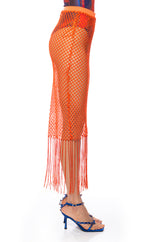 SPIN ME OUT OF CONTROL FRINGE NET MIDI SKIRT