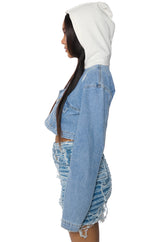 SPLIT DECISION DENIM SWEATSHIRT