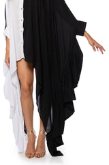 SPLIT DECISION HIGH COLLAR FLOWY MINI DRESS