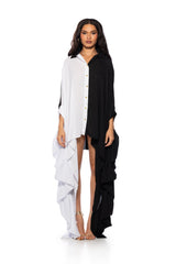 SPLIT DECISION HIGH COLLAR FLOWY MINI DRESS
