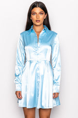 SPRING FORWARD OPEN BACK SHIRT DRESS
