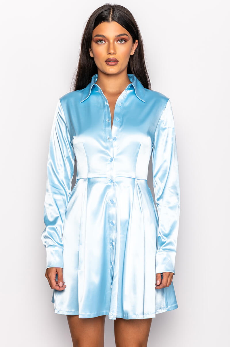 SPRING FORWARD OPEN BACK SHIRT DRESS