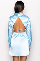 SPRING FORWARD OPEN BACK SHIRT DRESS